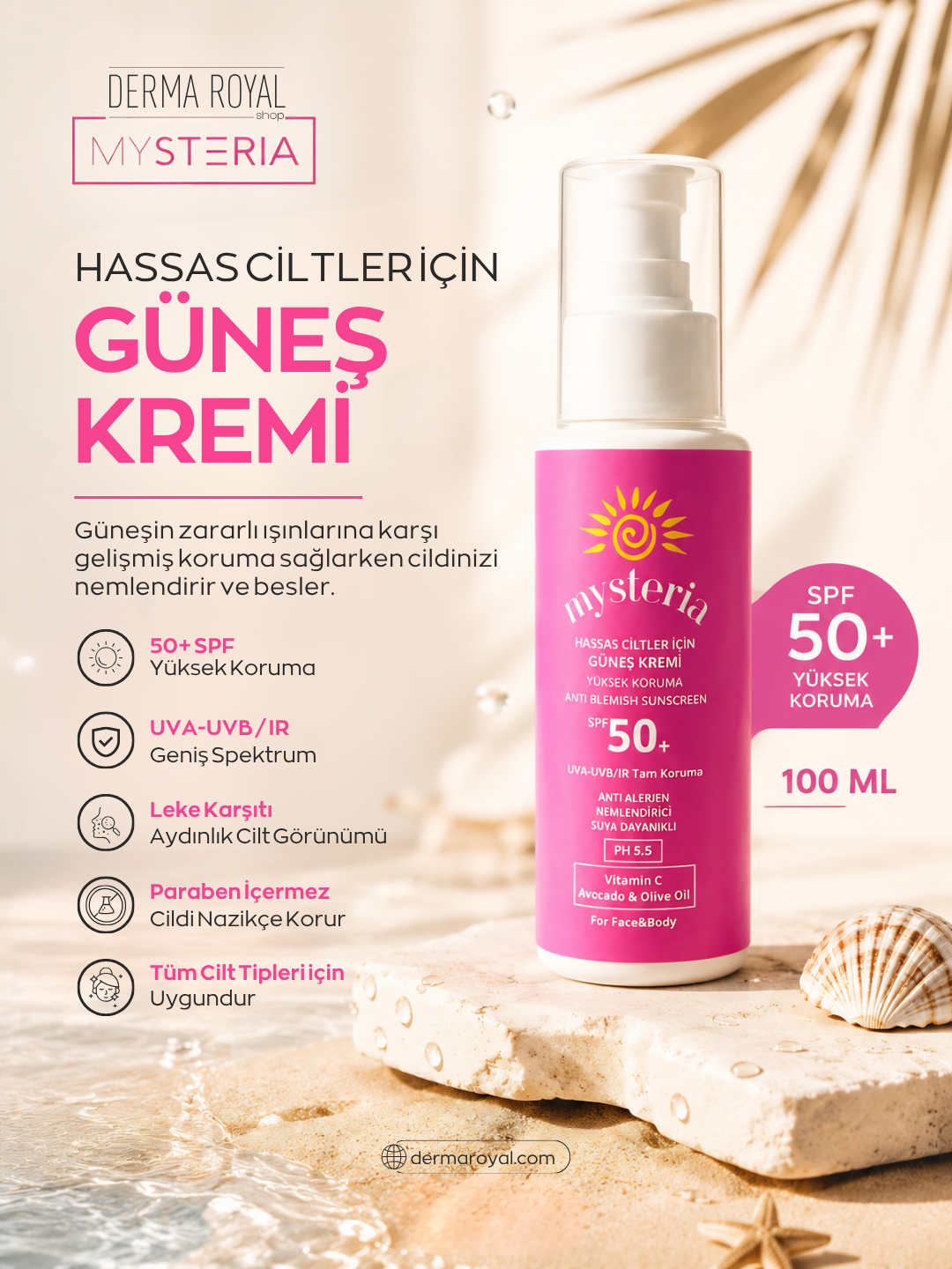 Hassas Ciltler İçin Leke Karşıtı SPF 50+ Güneş Kremi 100 ml
